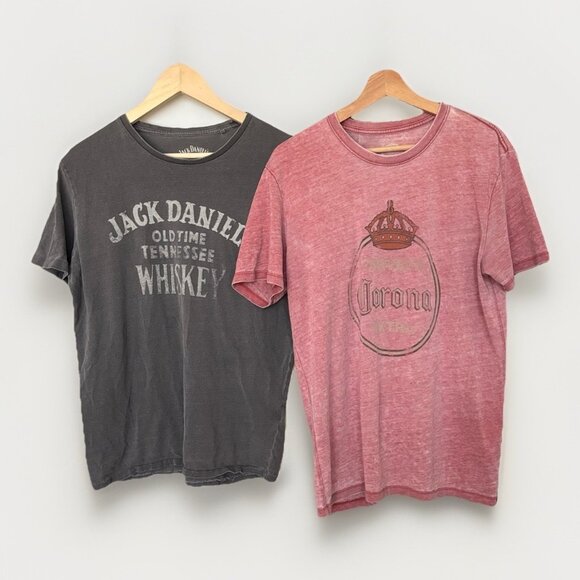 Lucky Brand Shirts Jack Daniels + Corona Men’s Medium Faded Distressed FAIR*READ - Picture 1 of 16